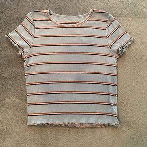 american eagle blue striped cropped t shirt